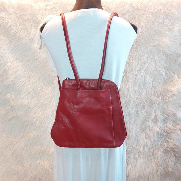 Clark Red Leather Two Ways to Carry Leather Shoulder Bag Backpack - Picture 2 of 12